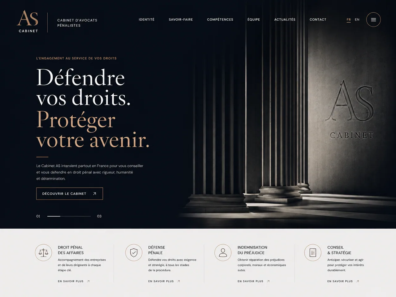 Site vitrine pour le cabinet d'avocats pénalistes AS Cabinet
