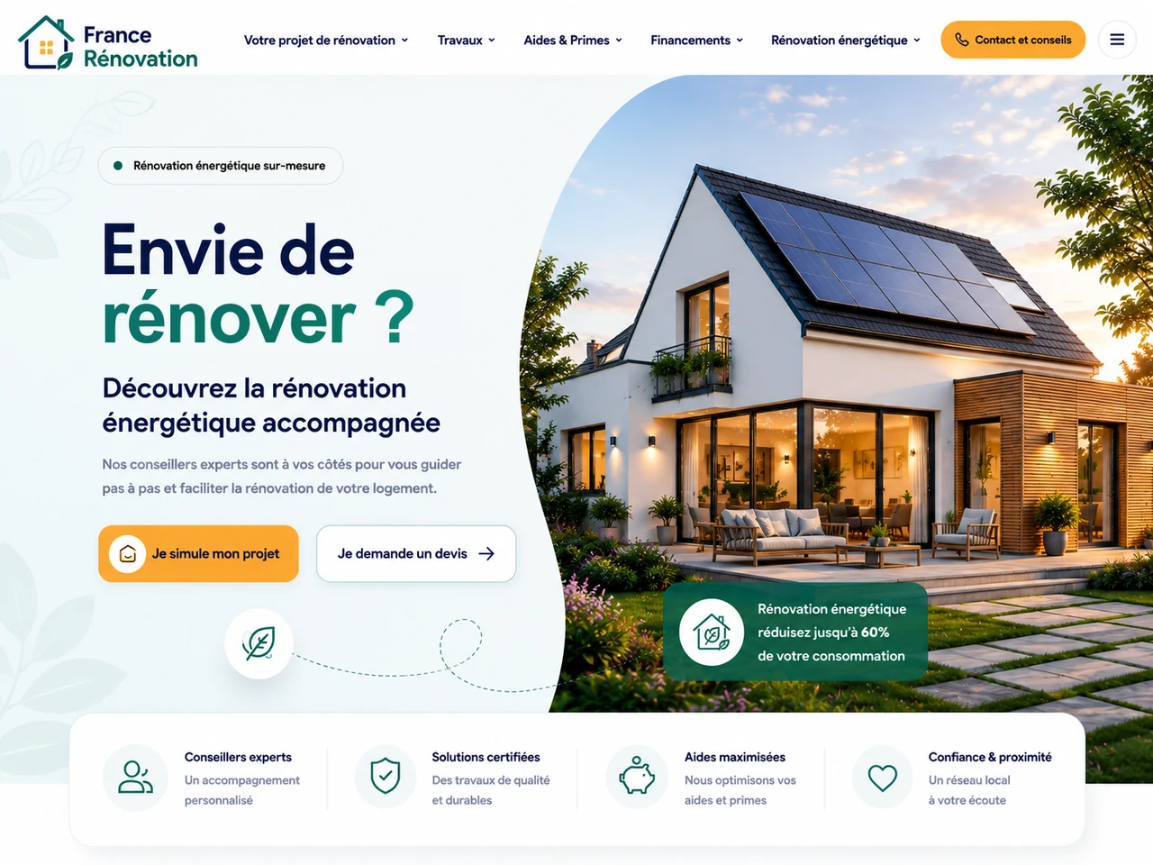 Interface France Rénovation pour simuler un projet de rénovation énergétique