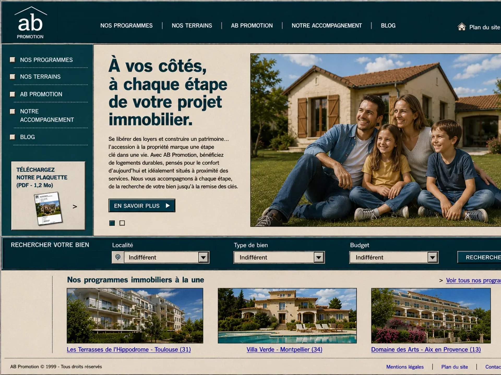 Ancienne version du site AB Promotion avant refonte